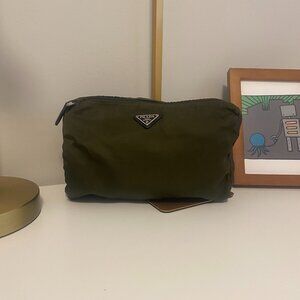 Authentic Preowned Green Nylon Prada Pouch